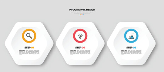Modern business infographic template with 3 options or steps icons. - obrazy, fototapety, plakaty