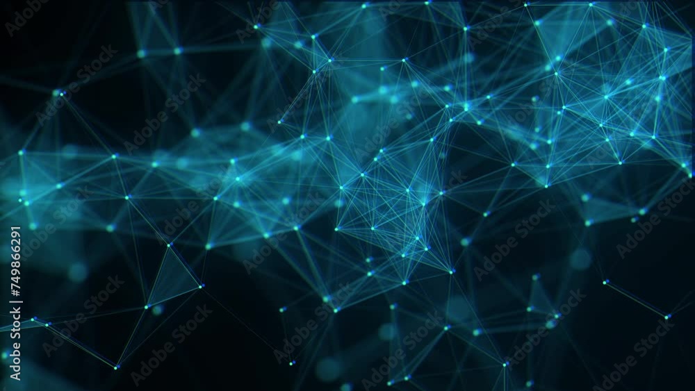 Poster Network connection structure. Blue science background. Abstract digital background. Big data visualization. 3d rendering.
