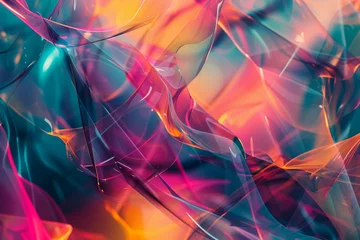 Tuinposter Generative AI illustration of colorful abstract background with geometric shapes and lines © Amer