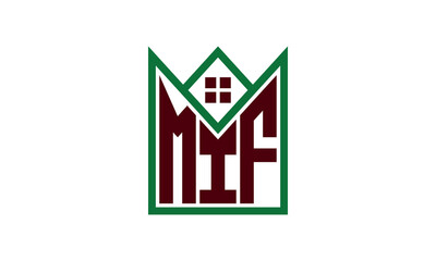 MIF initial letter real estate builders logo design vector. construction, housing, home marker, property, building, apartment, flat, compartment, business, corporate, house rent, rental, commercial - obrazy, fototapety, plakaty