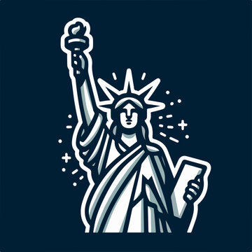 Statue of Liberty design isolated vector illustrations logo sticker.