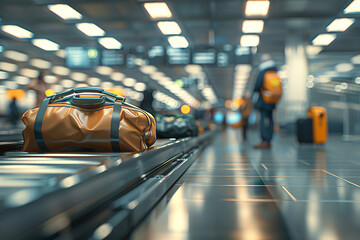 person walking with a trolley bag going for vacation, Travel, traveler in airport with a large suitcase, travel agency, luggage at the airport ,airplane flying over the clouds, passports, holiday  - obrazy, fototapety, plakaty