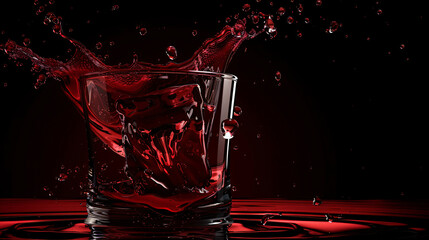 Red wine abstract splashing in glass