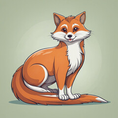 flat logo of cute animal cartoon orange icon illustration fat fox