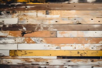 Old wooden planks wallpaper texture, rough, vintage, pastel colors yellow and orange banner