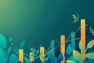 Abstract green and yellow nature-inspired design with growth chart