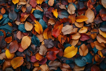Many autumn leaves as background, top view - obrazy, fototapety, plakaty
