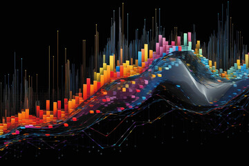 Graphical representations capturing the ebb and flow of stock prices and market indices.