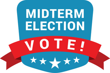 Midterm election vote government political campaign candidate badge sign design template vector flat