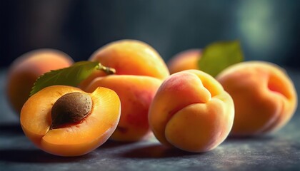 Naklejka na ściany i meble fresh apricot fruit in closeup