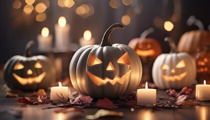 candle lit halloween pumpkins