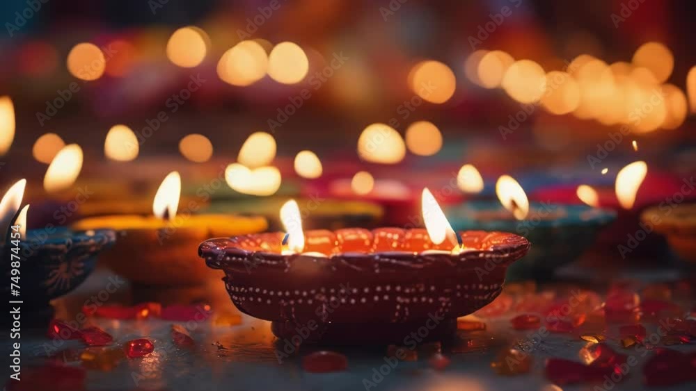 Poster A group of lit candles on top of a table. Perfect for adding warmth and ambiance to any setting.