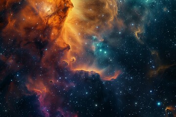 Nebula in deep space with stars. Generative AI - obrazy, fototapety, plakaty