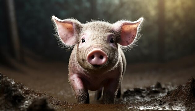 playful piglet covered in mud farm adventure