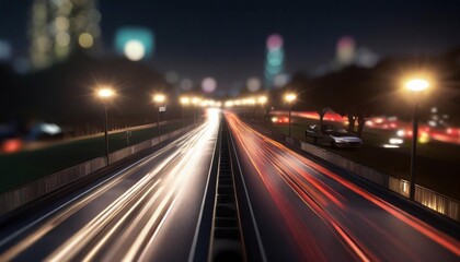 Fototapeta na wymiar lights of cars driving at night long exposure