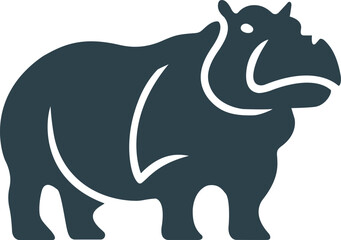 Hippo Vector Illustration, Minimalist Logo
