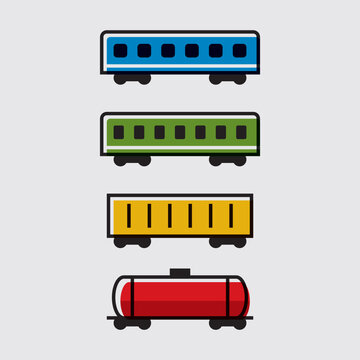 Railway wagons. Simple icons