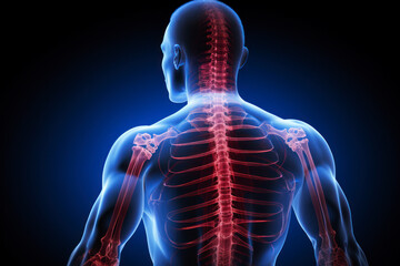futuristic medical research of back spine back, spine, herniated disk pain health care