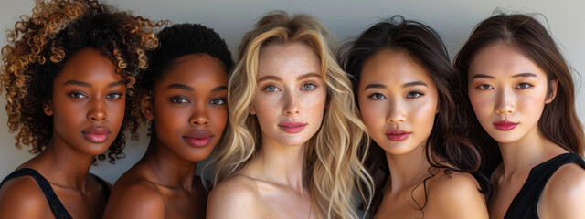 Obraz premium Diverse group of women with vibrant hair colors