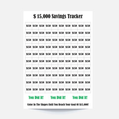 15000 Savings Tracker,savings Tracker,money goal tracker,savings goal tracker,money saving tracker, printable savings tracker,savings tracker printable,Savings Challange