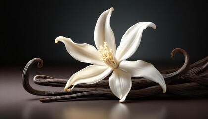 white vanilla flower pod isolated - obrazy, fototapety, plakaty