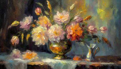 oil painting on canvas still life flowers impressionism artwork