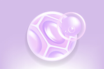 Hyaluronic acid and Niacinamide hair and skin solutions ad, purple collagen serum drops into skin cell with cosmetic advertising background ready to use, illustration vector.