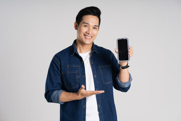 Portrait of Asian man posing on white background