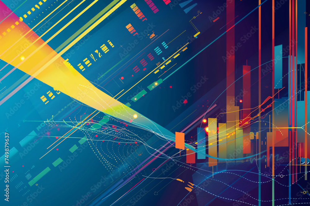 Aufkleber abstract tech data flow concept with colorful light streaks