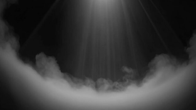 
Video, white rays of light with smoke on a black background. Background for advertising. AI generative.