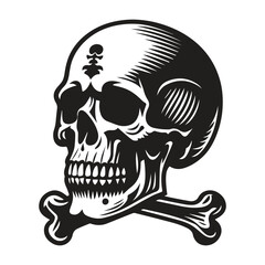 Skull Vector Icon. Black and white human skull