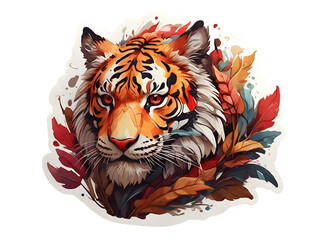 Cute Head of Tiger. Perfect for T-Shirt Designs, Stickers, and Prints. Created by Generative AI