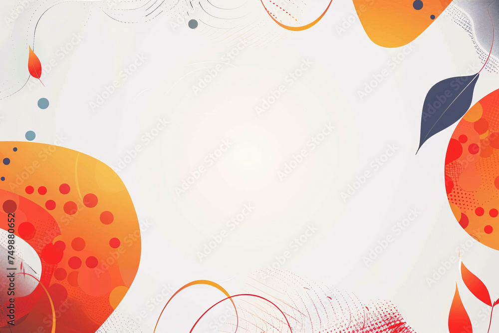Poster abstract orange and grey design with circular elements and lines