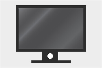 Vector Monitor on white background icon with Glass reflection, and stand hole design with Black and white color theme 