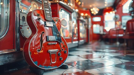 Classic rock guitar on a rockabilly style backdrop