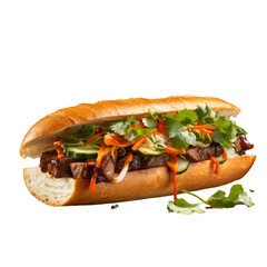 A banh mi sandwich isolated on transparent background, png