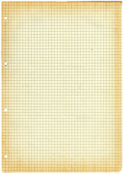 Altes kariertes DIN A4 Karopapier mit Lochung Papierhintergrund