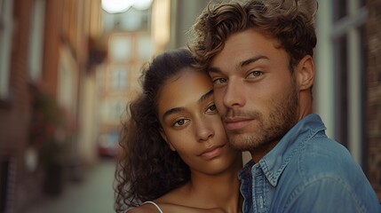 A portrait of a happy loving mixed-race couple