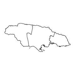 Jamaica map with counties. Vector illustration.