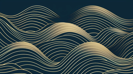Fototapeta na wymiar Vector art deco wavy luxury pattern, wavy lines japanese style background