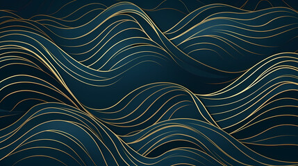Vector art deco wavy luxury pattern, wavy lines japanese style background