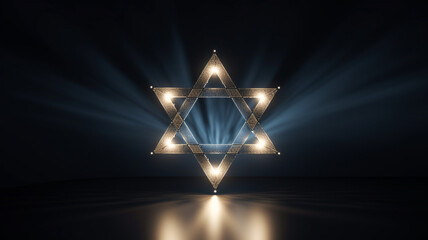 Lighting of star of David in the Sky . Minimalist style. - obrazy, fototapety, plakaty