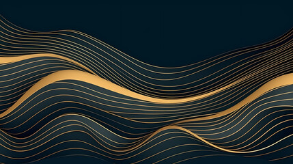 Vector art deco wavy luxury pattern, wavy lines japanese style background