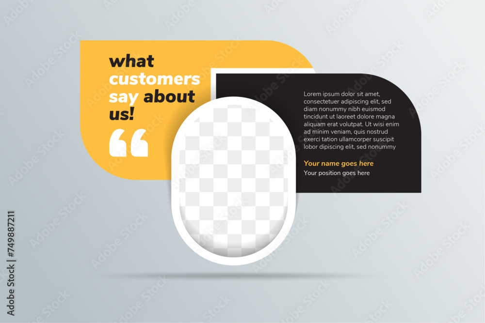 Poster text quote bubble in a rounded side rectangle shape yellow and black background with shadows and spa