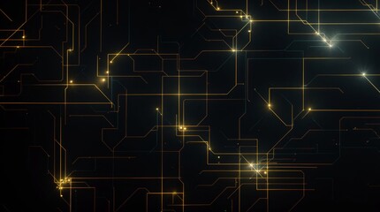 Fototapeta premium Surreal circuit lines in abstract glowing starry night design 