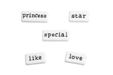 Cutout Words "Princess, Star, Special, Like, Love" on Black