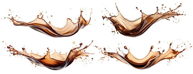 Set of delicious coffee splashes, cut out