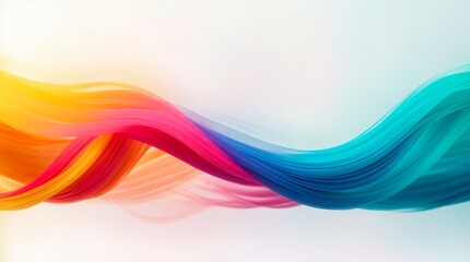 Joyful ribbons of color flow smoothly over a serene white background 