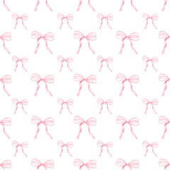 Pink coquette ribbon seamless pattern, Girly bow aesthetic digital paper design.