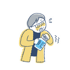 握力が弱くなり瓶の蓋を開けられないシニア女性